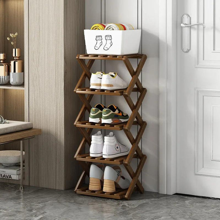 Lisslune | Elegant expandable shoe rack made of bamboo with customizable shelf options