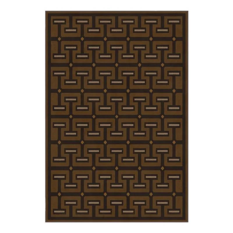 Rynx | Brown Living Room Area Rug Minimalist Check Pattern Bedroom Rug Geometric Pattern Home Dedicated Rug Creative Art Design Rug