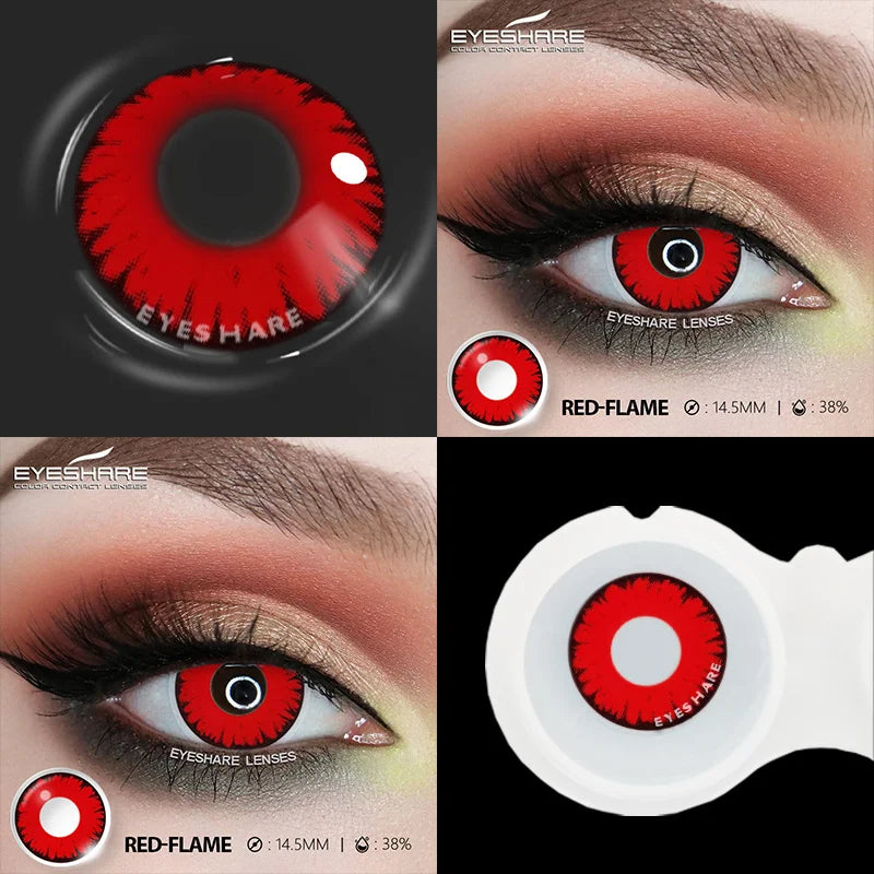 Rynx | 1 Pair Cosplay Color Contact Lenses for Eyes Crazy White Lenses Anime Black Lenses Halloween Beauty Makeup Lens Annual