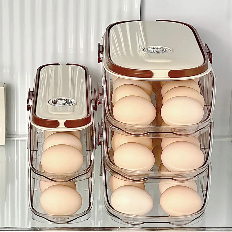 Lisslune | Fridge Organizer Automatic Rolling Transparent Egg Storage Box