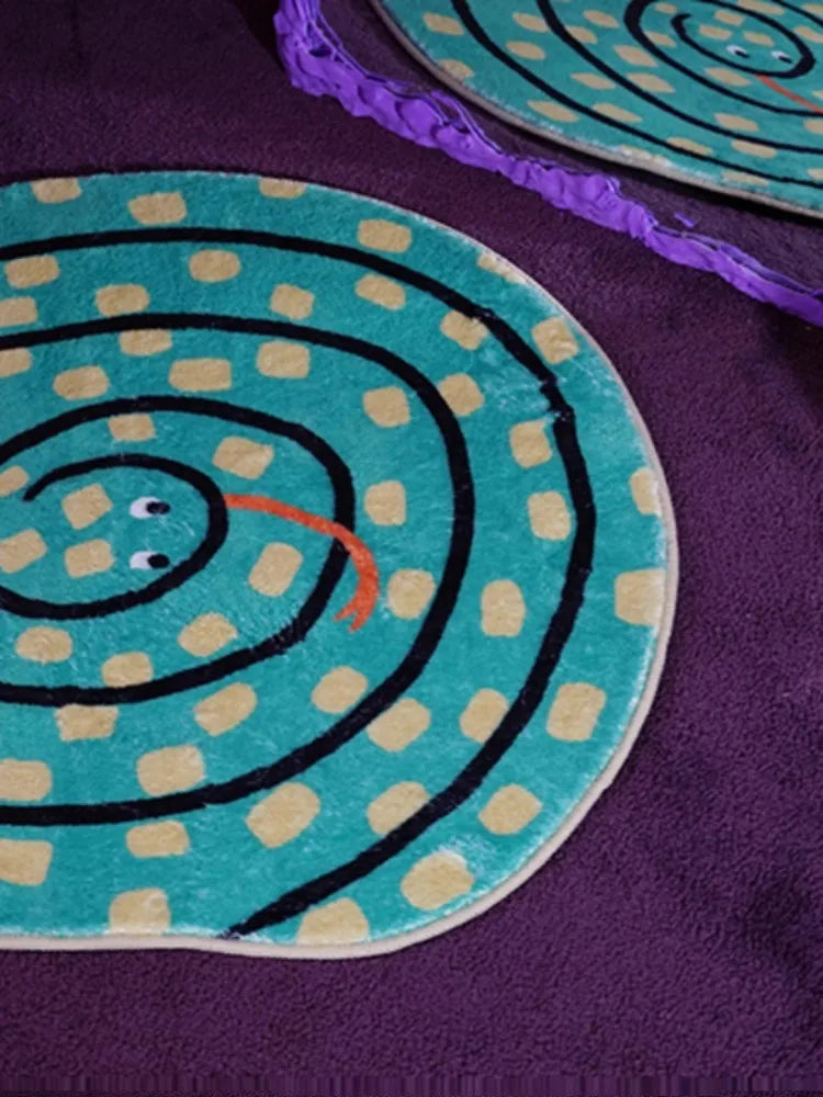 Rynx | Round Bedroom Nightstand Rugs Sweet Snake Living Room Large Area Decor Rug Soft Girls Room Carpet Plush Wardrobe Rugs Rug