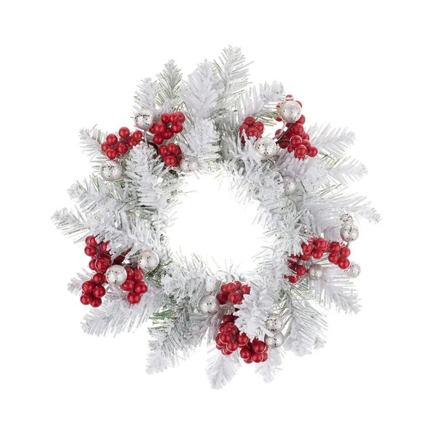 Rynx | Christmas Candle Wreath Party Desk Candle Holder Fireplace Home Candle Stand Plush Flower Wreath Holiday Decoration Accessories