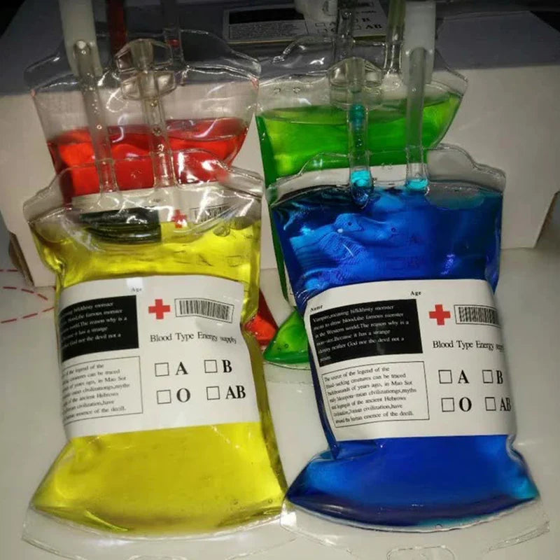 Rynx | 1PC 350ml Halloween Blood Bag for Drinks PVC Reusable Halloween Drink Bags Vampire Theme Party Props Horror Party Decoration