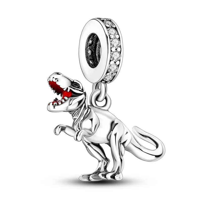 Lisslune | 925 Silver Golden Leopard Charms Beads Colorful Chameleon Rhinoceros Lion Scarab Cat Pendant Compatible with Original Pandora Bracelet Jewelry