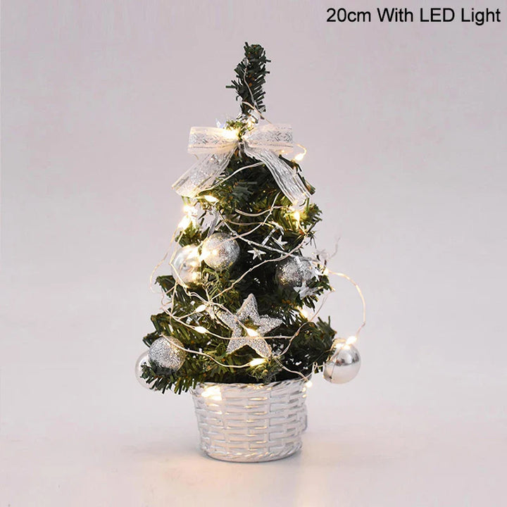 Rynx 20/30cm Artificial Christmas Tree Table Ornament with LED Light Balls Christmas Decoration for Home New Year Gift Mini