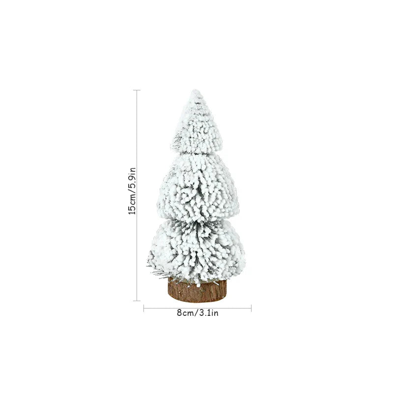 Rynx Mini Christmas Tree Ornament Snow Pine Tree Christmas Decorations for Home Desktop Xmas Navidad New Year Gift DIY Craft