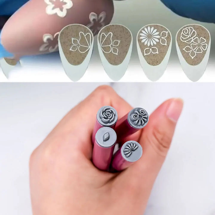 Rynx | 4/6/10Pcs Pink Nail Art Stamper Pen Nail Art Stamper Pen Craft Nail Art Flower Stamper Nail DIY Graffiti Stamper Pen Dotting Tools