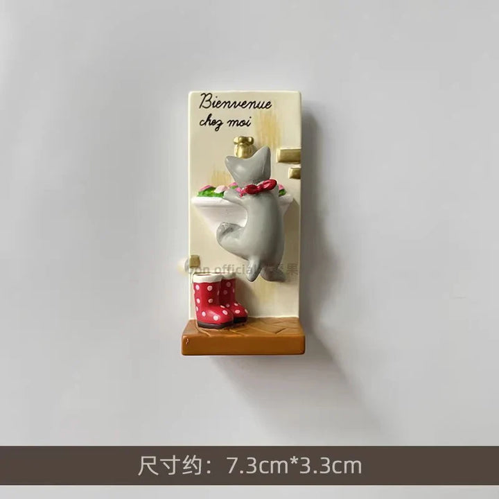 Rynx | 3D Refrigerator Magnet Puppy Cartoon Cat and Dog Refrigerator Sticker Anti-theft Entrance Door Decorative Magnetic Creative Message