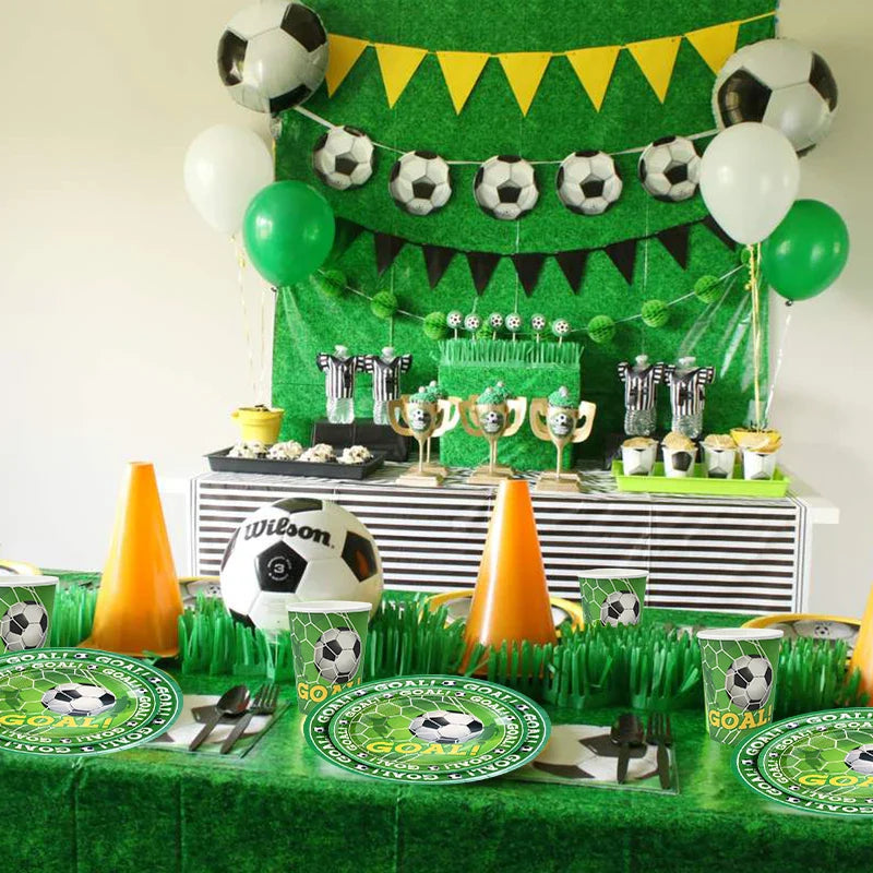 Rynx Football Party Disposable Tableware Paper Plates Cups Napkins Tablecloth Kids Boys Football Birthday Party Decor Supplies