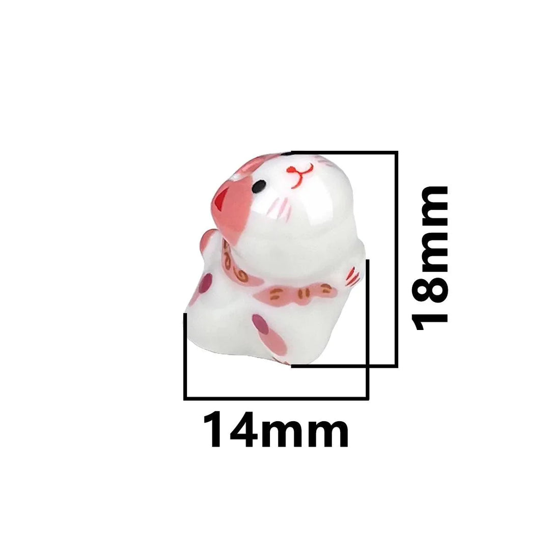 Lisslune | Charming anime-inspired lucky cat ceramic beads for creative jewelry projects - 15x21mm porcelain essentials with vertical hole