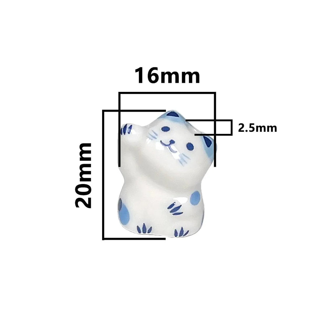 Lisslune | Charming anime-inspired lucky cat ceramic beads for creative jewelry projects - 15x21mm porcelain essentials with vertical hole