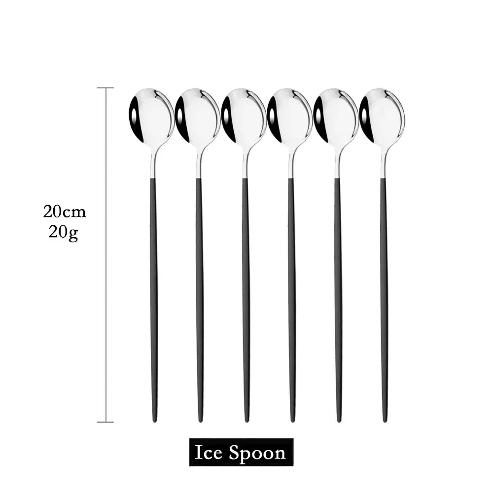 Lisslune | Golden 6-piece Long Handle Spoon Set