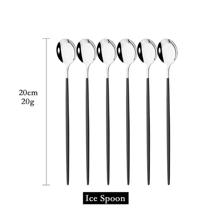 Lisslune | Golden 6-piece Long Handle Spoon Set