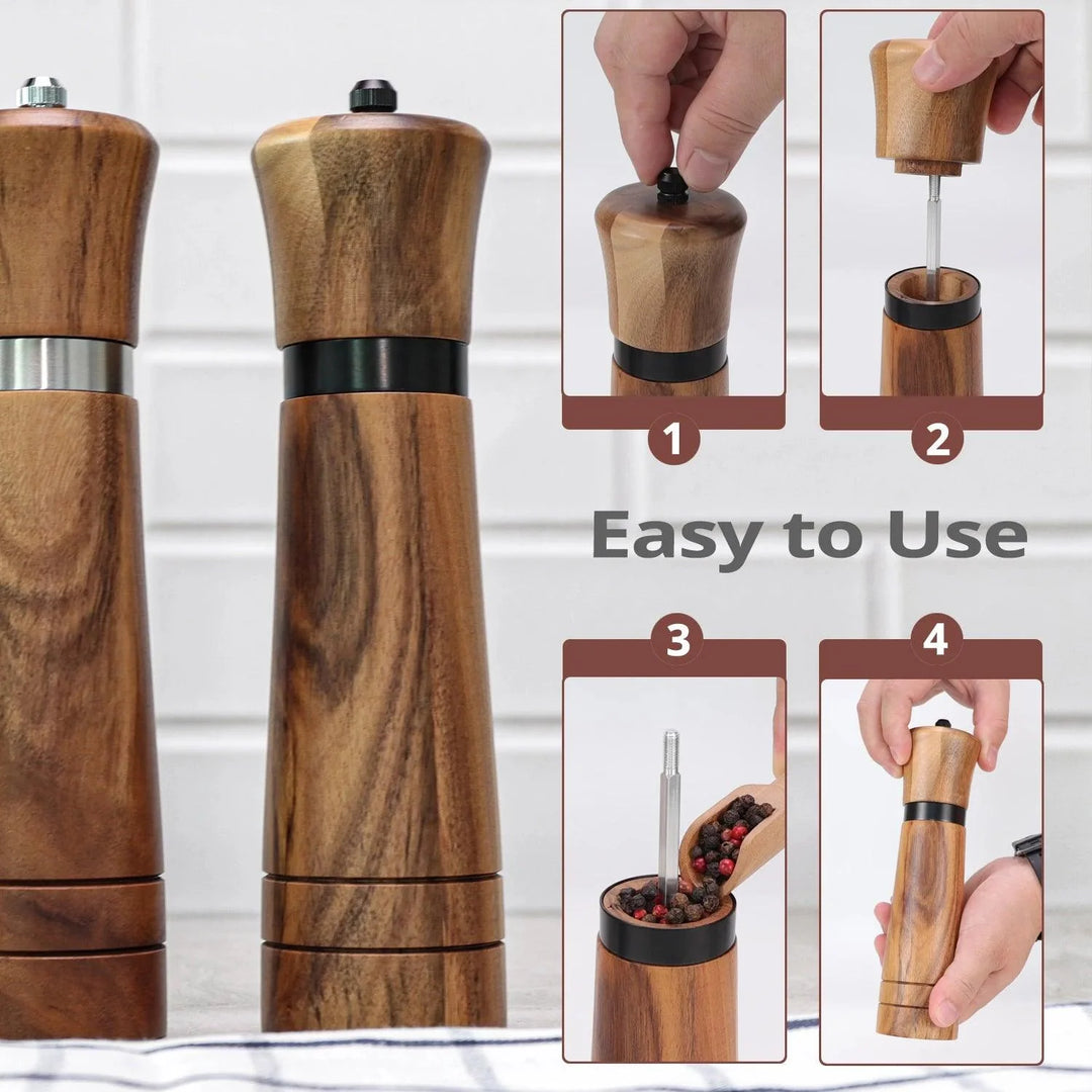 Lisslune | Customizable Ceramic Mill Acacia Wood Pepper Mill for Gourmets