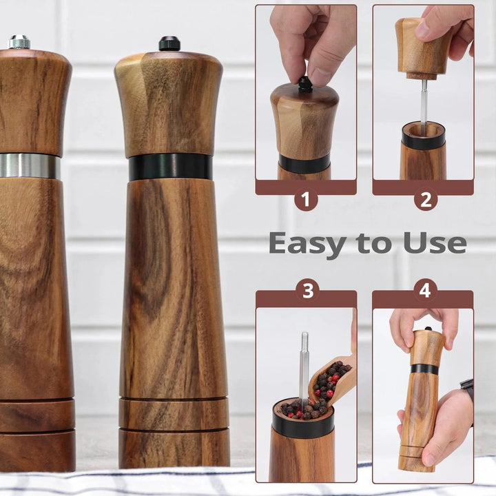 Lisslune | Customizable Ceramic Mill Acacia Wood Pepper Mill for Gourmets