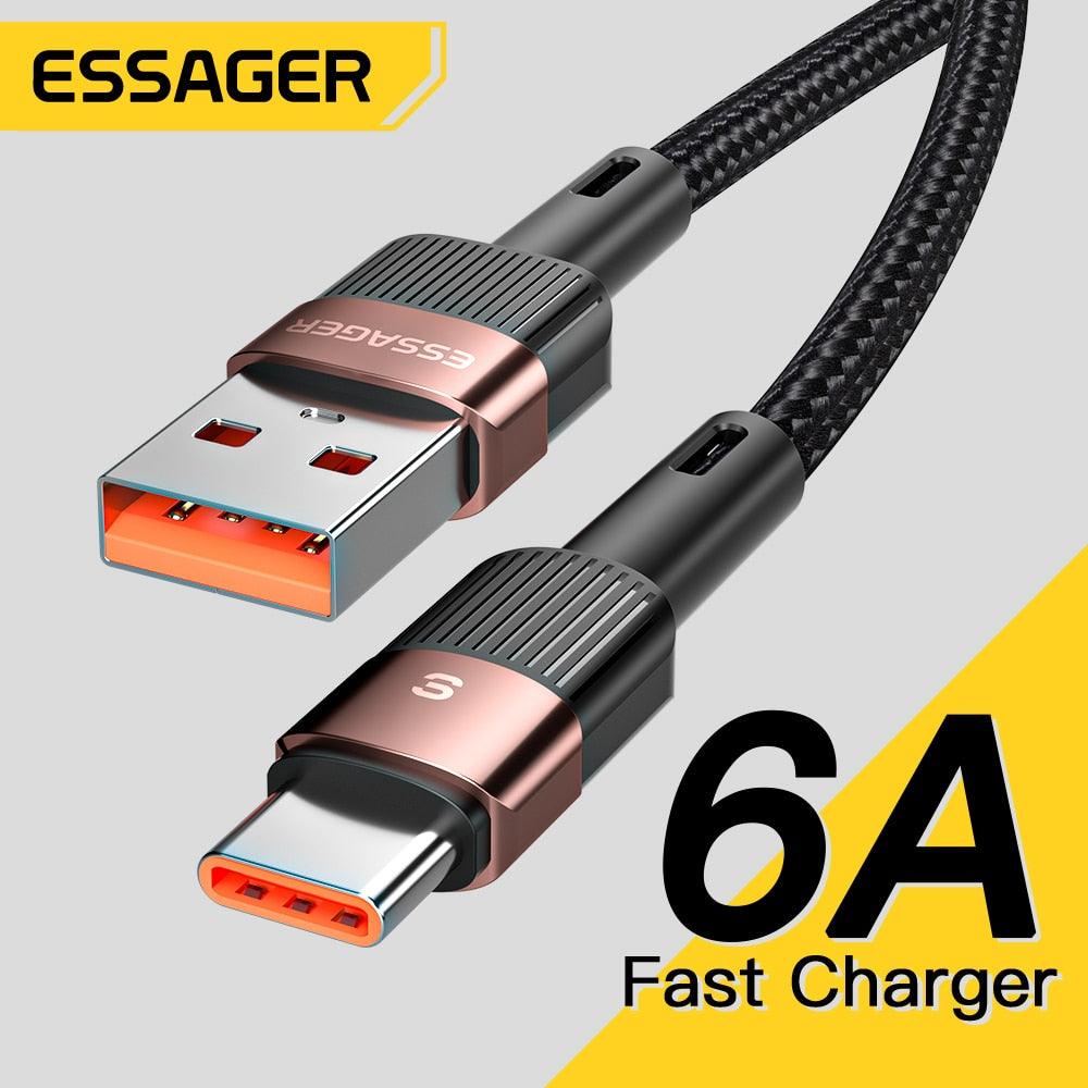 Lisslune | Essager 6A USB-C Charger - Fast Data Transfer & Fast Power Supply for Huawei P40 Pro, Samsung S21 Ultra, Poco - 66W Fast Charger