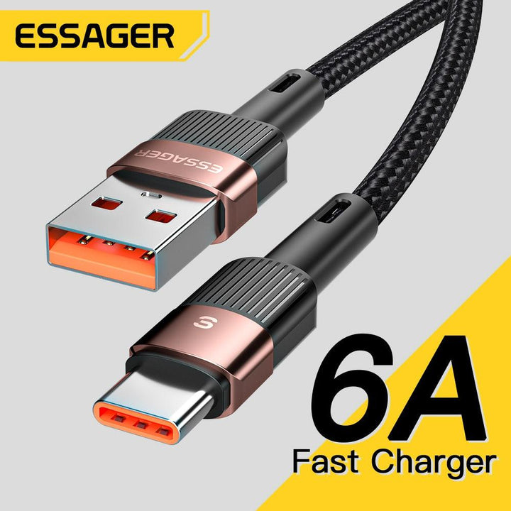 Lisslune | Essager 6A USB-C charging cable - Fast data transfer & fast power supply for Huawei P40 Pro, Samsung S21 Ultra, Poco - 66W fast charger
