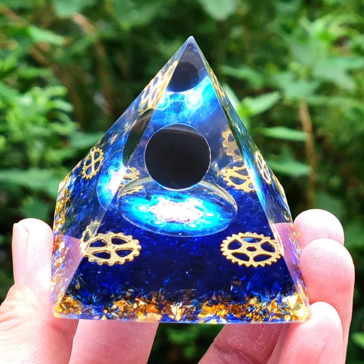 Lisslune | Orgonite Pyramid with Amethyst Pendulum – Energy, Protection and Decoration