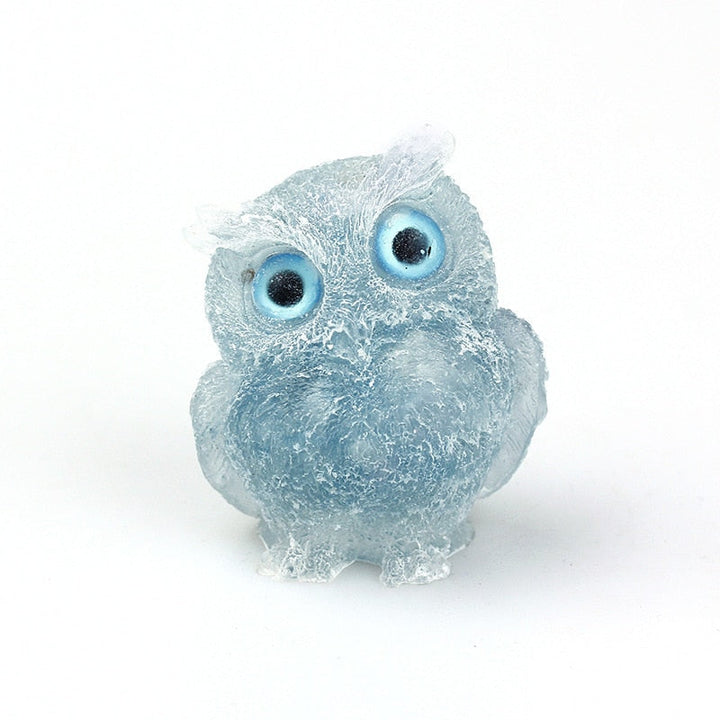 Lisslune | Natural Crystal Owl Figurine: Handmade Collector's Item