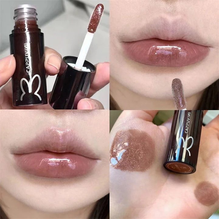 Rynx | Shiny Lip Lacquer Gel Glitter Lip Gloss Long-lasting Moisturizing Liquid Lipstick Lines Fade Shimmer Lip Makeup Cosmetics