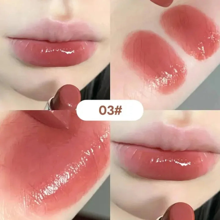 Rynx | 6 Colors Silky Glossy Lipstick Gege Bear Pump Lips Moisture Water Bomb Comfortable Ultra Shine Non-Sticky Cup Lip Balm Makeup