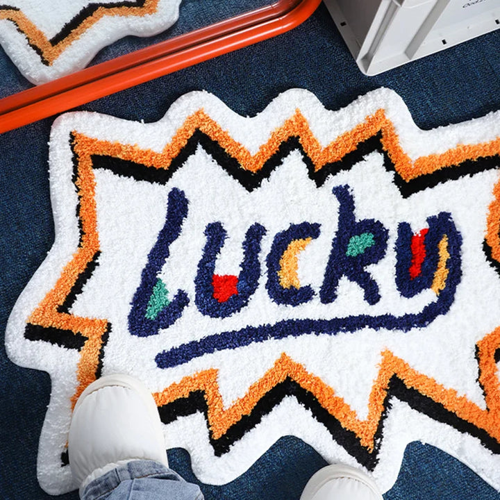 Rynx | Tufting Lucky Bedroom Rug Soft Letter Rug Bathroom Mat Kids Room Bedside Mat Aesthetic Home Winter Warm Decoration