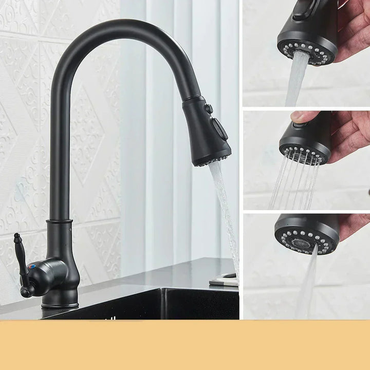 Lisslune | VintageTap Antique Brass Kitchen Tap – Retro Style Mixer Faucet with Swivel Spout