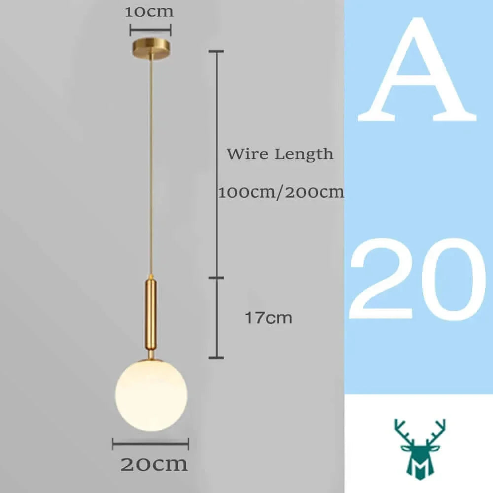 Lisslune | Mid-Century Modern Glass Ball Pendant Light