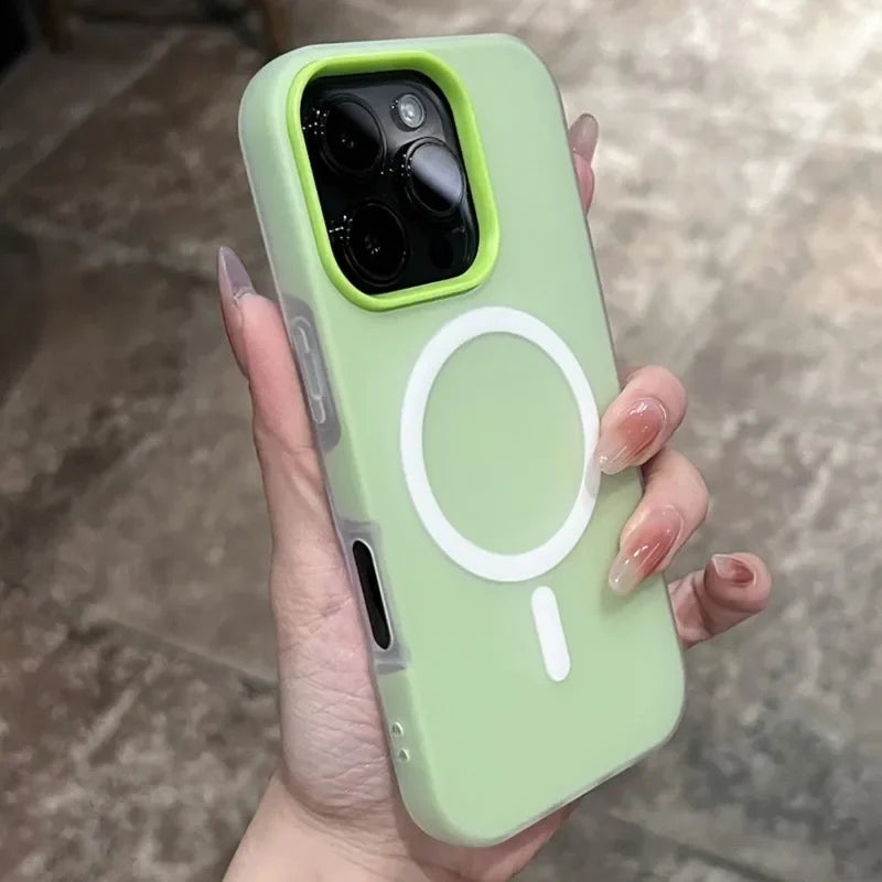 Lisslune | Weiche Gummi-Gummi-Bonbons Farbe Für Magsafe Telefonhülle Für iPhone 16 15 14 13 12 11 Pro Max Plus Drahtloses Laden 2 IN 1 Hülle