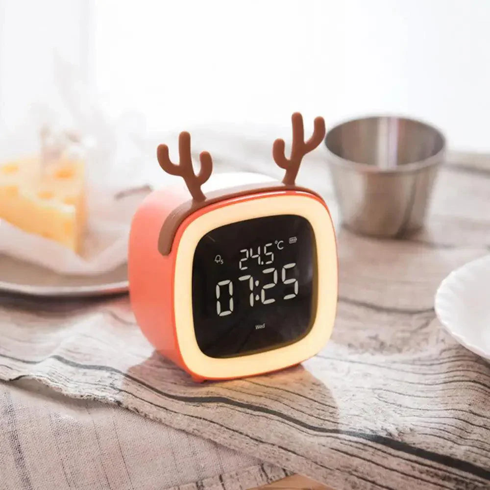 Lisslune | Cartoon Bunny LED Alarm Clock with Night Light – Rechargeable, Cute Digital Display for Kids & Bedrooms