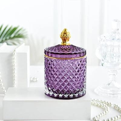 Lisslune | Amber Radiance Crystal Glass Storage Jar with Lid for Jewelry and Event Decor
