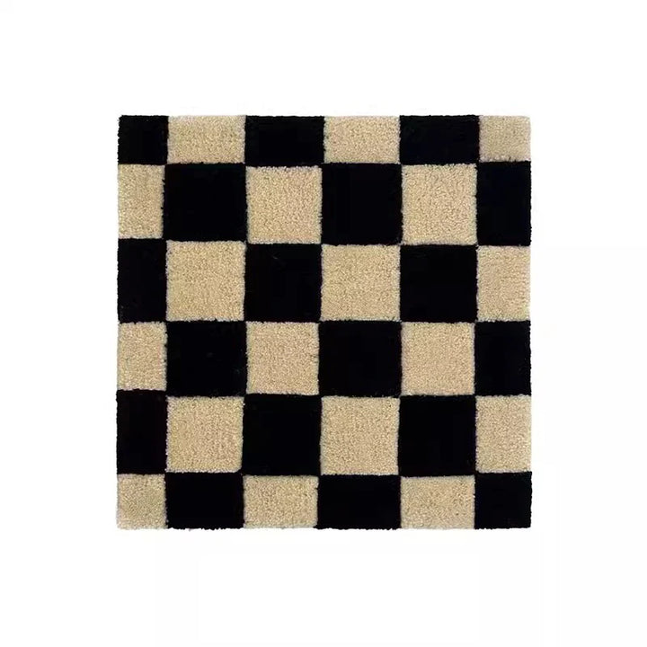 Rynx | Handmade Tufting Seat Cushion Mat Soft Square Geometric Grid Chair Sofa Pad Hanging Wall Decoration Tapestry Home and Office Decoration