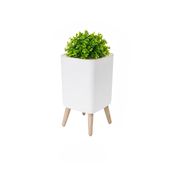 Lisslune | Wooden High Foot Trash Can with Press Cover – EcoBin
