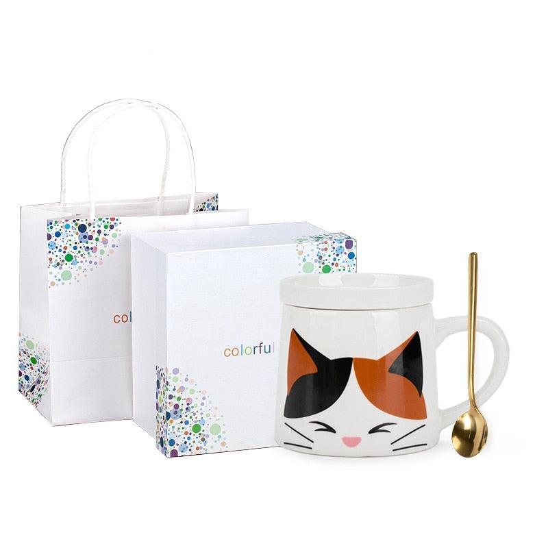 Lisslune | Beautiful cat-inspired ceramic mug set with matching spoon and lid