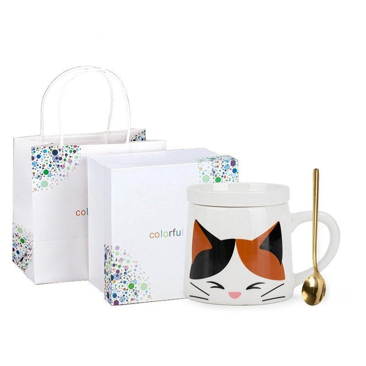 Lisslune | Beautiful cat-inspired ceramic mug set with matching spoon and lid