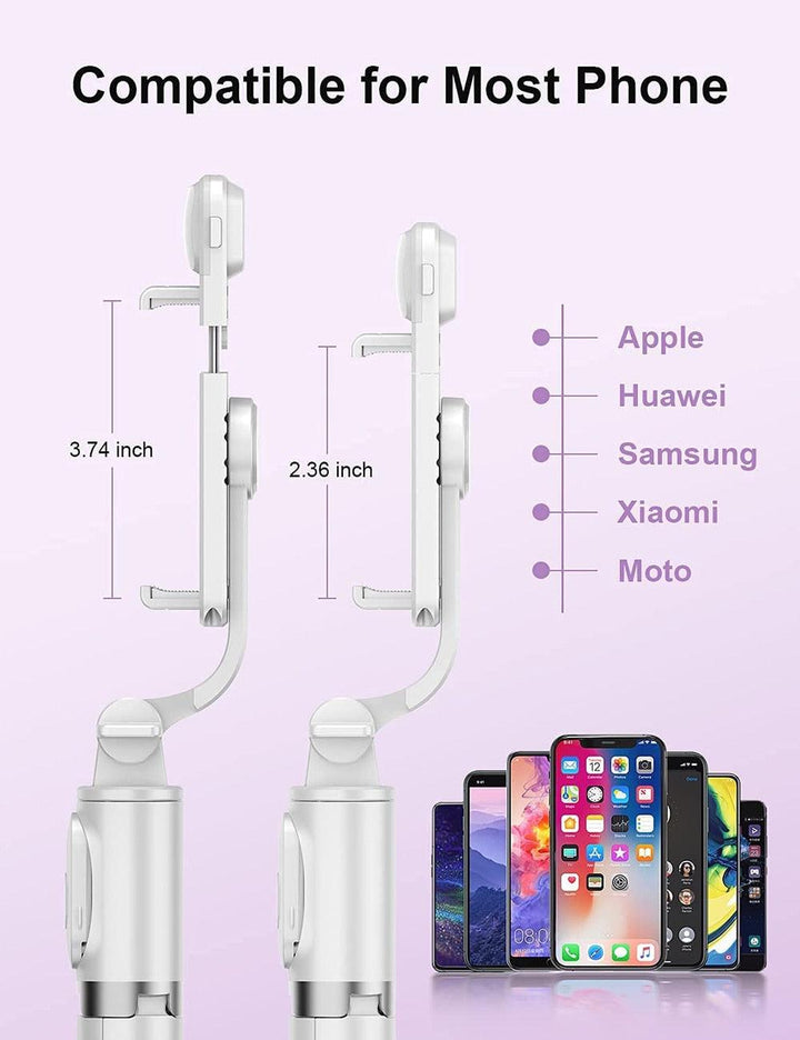 Lisslune | Versatile wireless tripod selfie stick with Bluetooth remote control, 360° rotation and built-in fill light - Compatible with Android and iOS