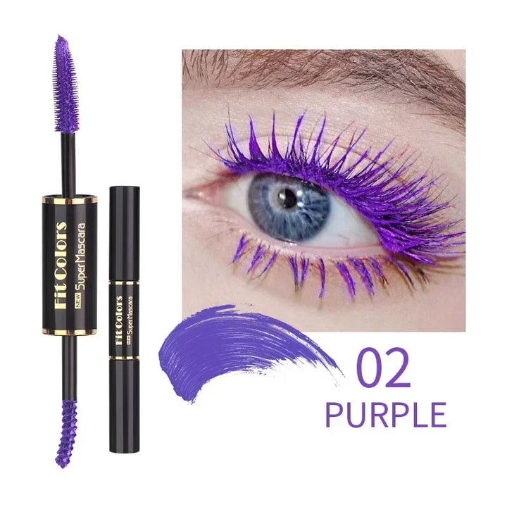 Rynx | 1pc Double Head Water Drying Colorful Mascara Eyelash Extension Thick Curl Quick Drying Long Lasting Blue Purple White Mascara