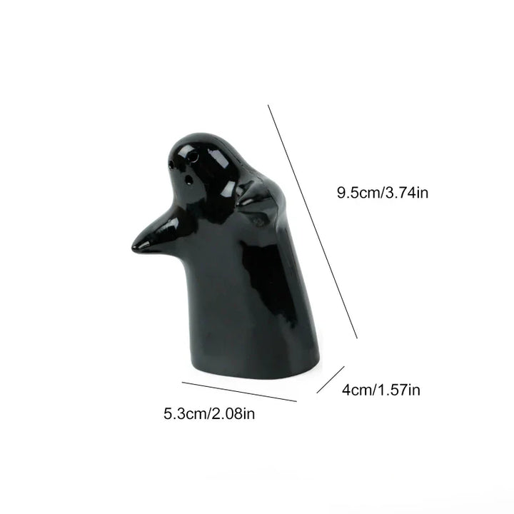 Lisslune | Cute Embracing Ghosts Black and White Ceramic Salt and Pepper Mill