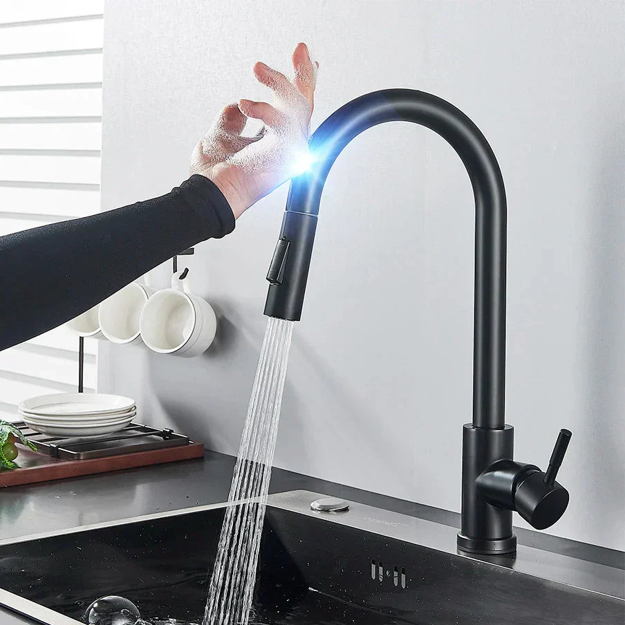 Lisslune | SmartTouch | Kitchen Faucet with Touch Sensor and Pull-Out Spray Head – Brushed Nickel