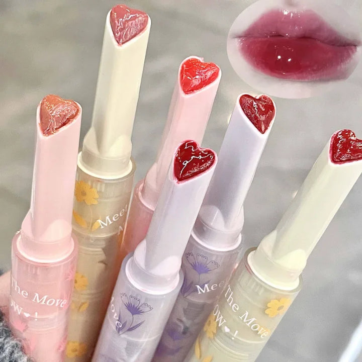 Rynx | Jelly Tint Mirror Lipstick Lip Gloss Non-sticky Cup Mirror Lip Color Heart-shaped Lipstick Moisturizing Lip Gloss Long-lasting