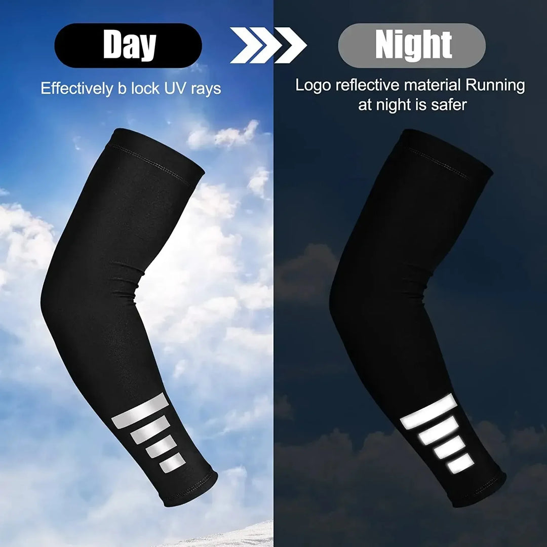 Rynx | 2 Pieces Summer Outdoor Sun Protection Arm Sleeves Quick Drying Breathable Night Running Cycling Reflective Ice Silk Sleeves
