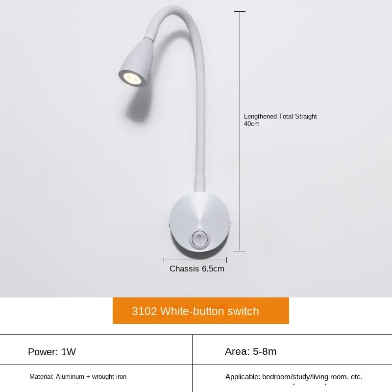 Lisslune | Versatile LED Wall Lamp: Modern, Flexible, Perfect for Reading in Bed