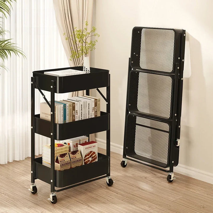 Rynx | Trolley storage shelf multi-layer standing vegetable organizer household movable and foldable small cart storage shelf