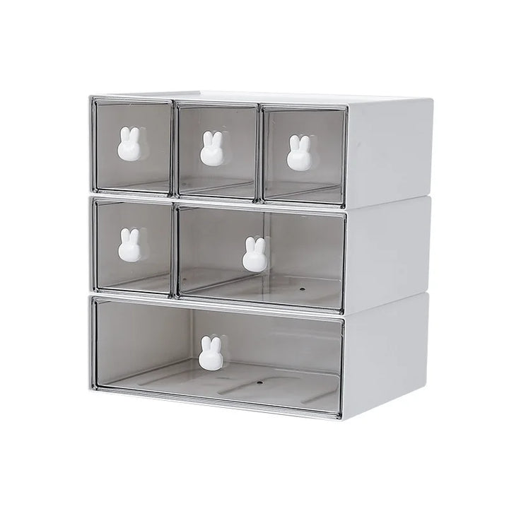 Rynx | Desktop Cosmetics Kawaii Stationery Storage Box Ins Plastic Drawer Storage Pen Cabinet Office Desk Stackable Storage Organization