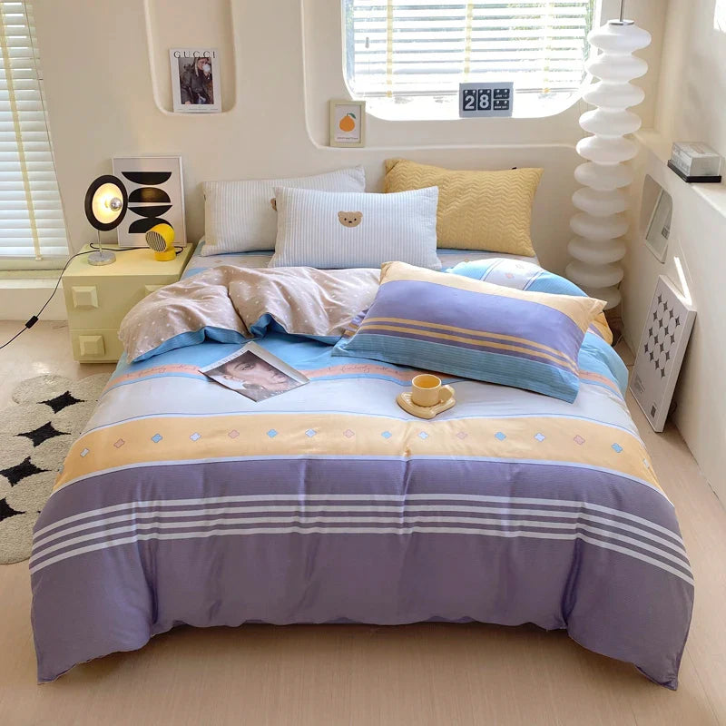 Rynx | Khaki Striped Check Blanket Adults Kids Home Hotel Room Decoration Double Skin-friendly Comfort 100% Cotton Bedding 1 Piece