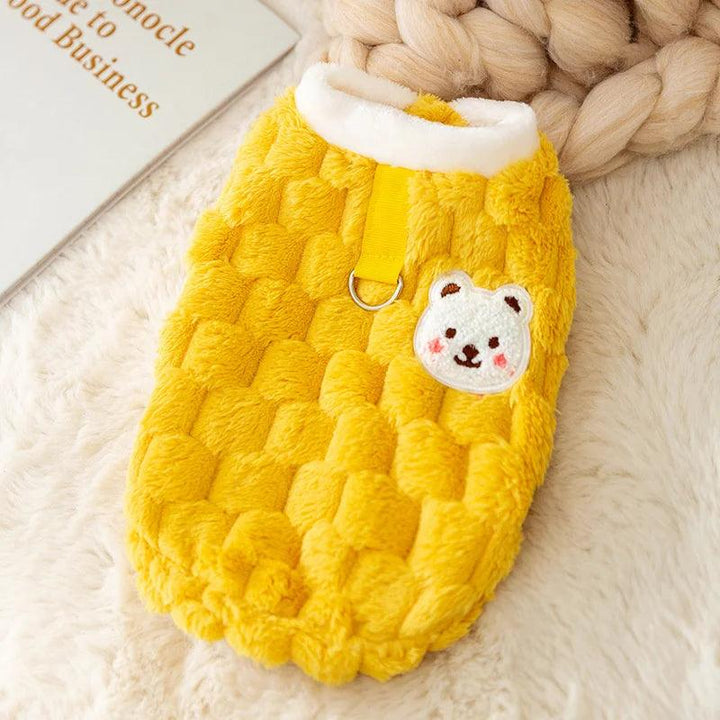 Lisslune | Cozy Plush Cute Bear Print Winter Sweater for Small Dogs & Puppies with Safe Buckle Closure