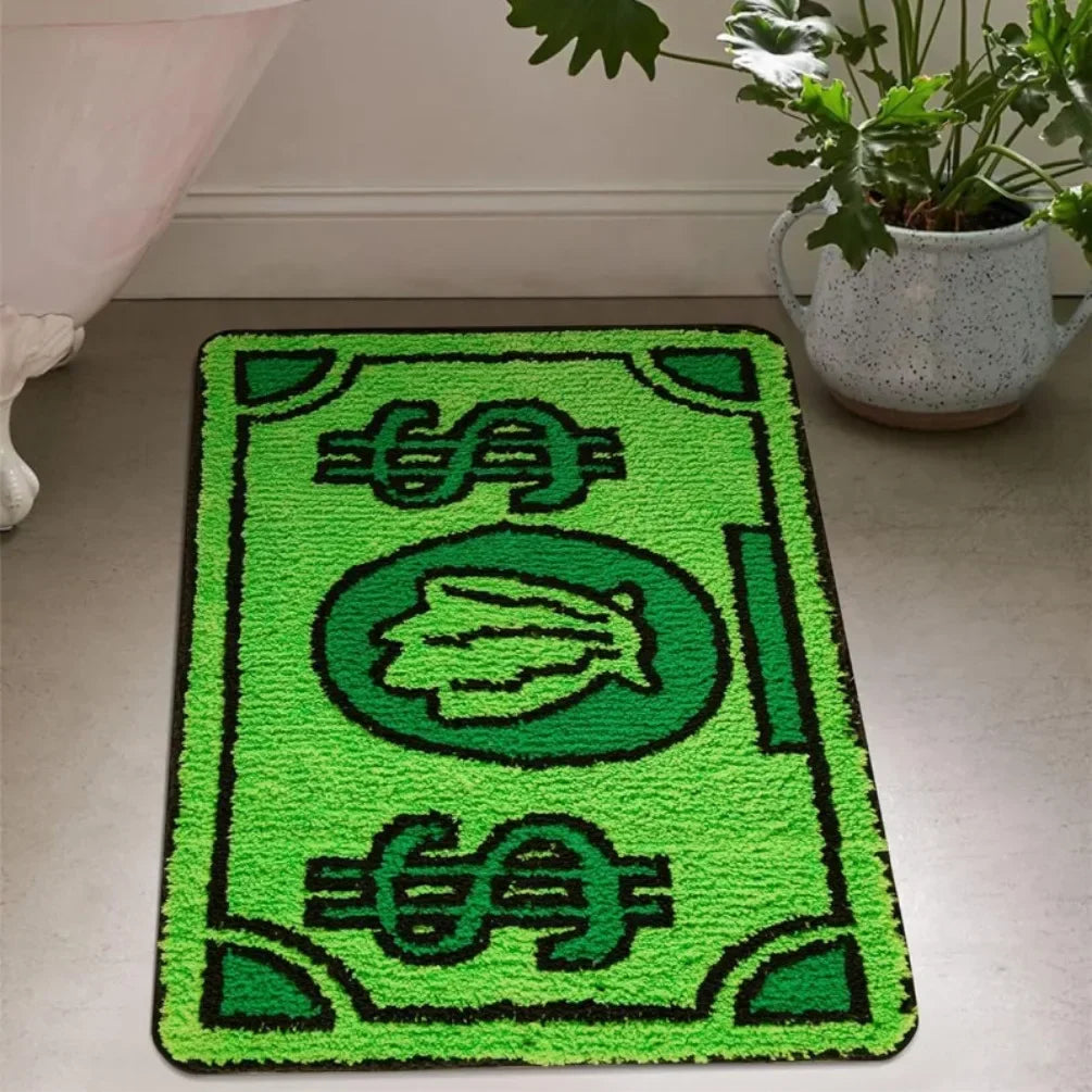 Rynx | Cartoon Money Rug Waterproof Doormat Fluffy Rug Non-Slip Doormat Halloween Decor Banknote Rug for Bathroom Hallway Balcony
