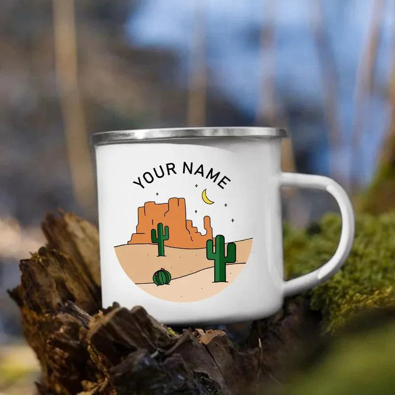 Lisslune | Customizable Enamel Camping Mug for Unforgettable Outdoor Experiences - Personalized Coffee and Beer Mug