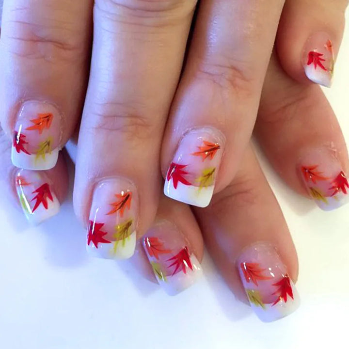 Rynx | 24 Piece Square Press-on Nails Set with Pink Flower Patterns Full Coverage Acrylic Nail Tips Glue for Stylish Women/Girls