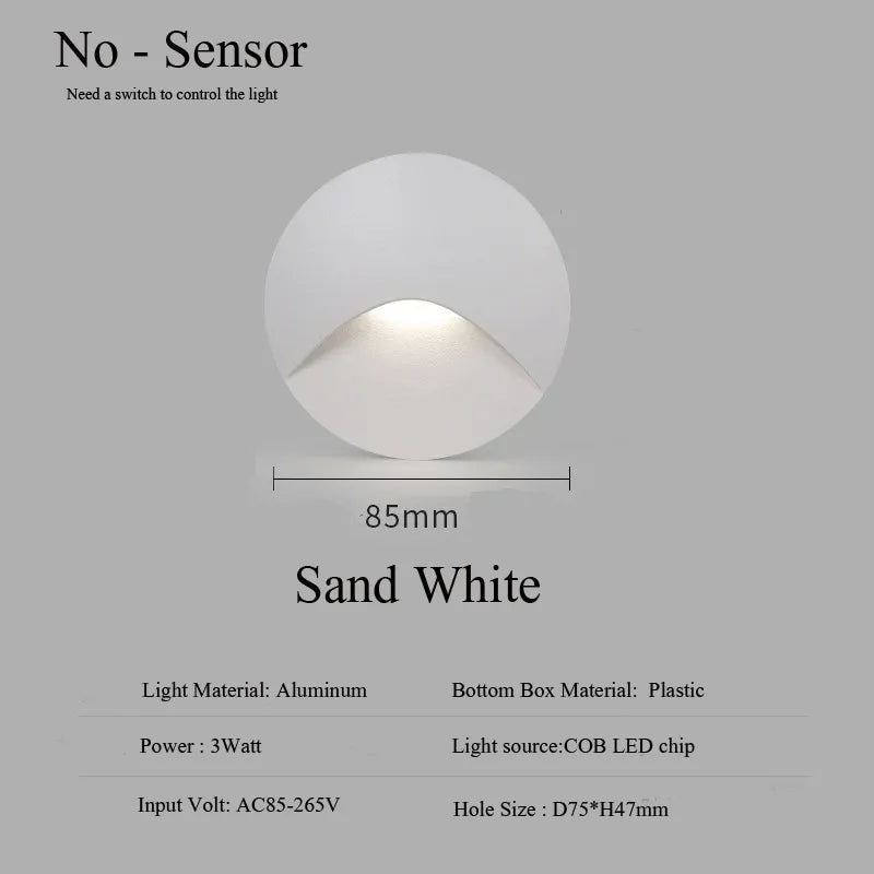 Lisslune | Modern waterproof IP65 LED recessed wall lamp for outdoor lighting - 3W embedded step & staircase balcony portal light